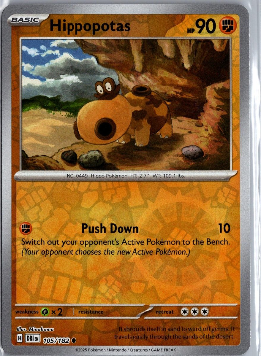 Hippopotas 105/182 Common Destined Rivals Pokemon Reverse Holo Lightly Played