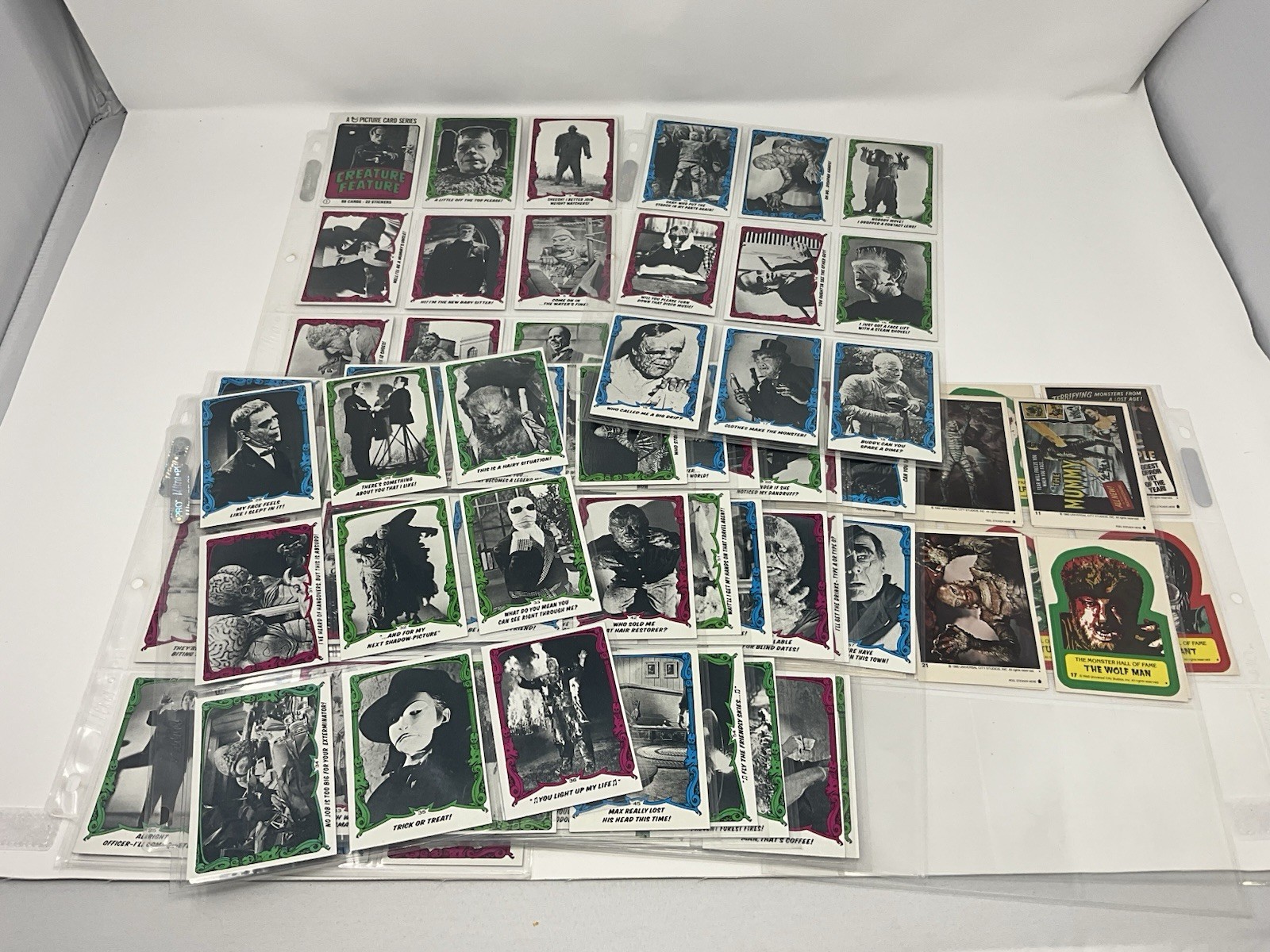 1980 Creature Feature You'll Die Laughing Trading Card set completo (88 + 22)