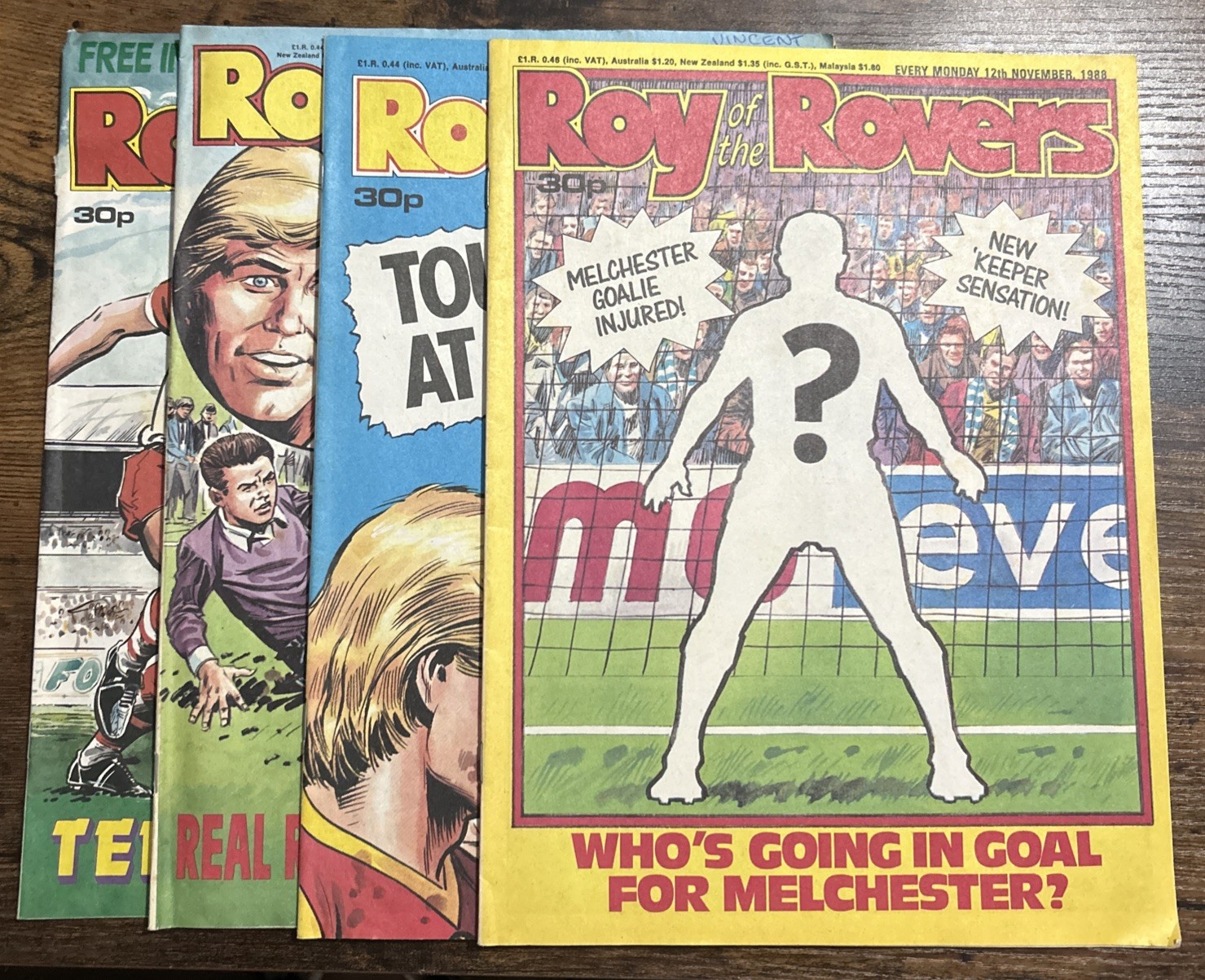 Roy Of The Rovers Comic x 4 22nd & 29th October 5th & 12th November 1988 bundle