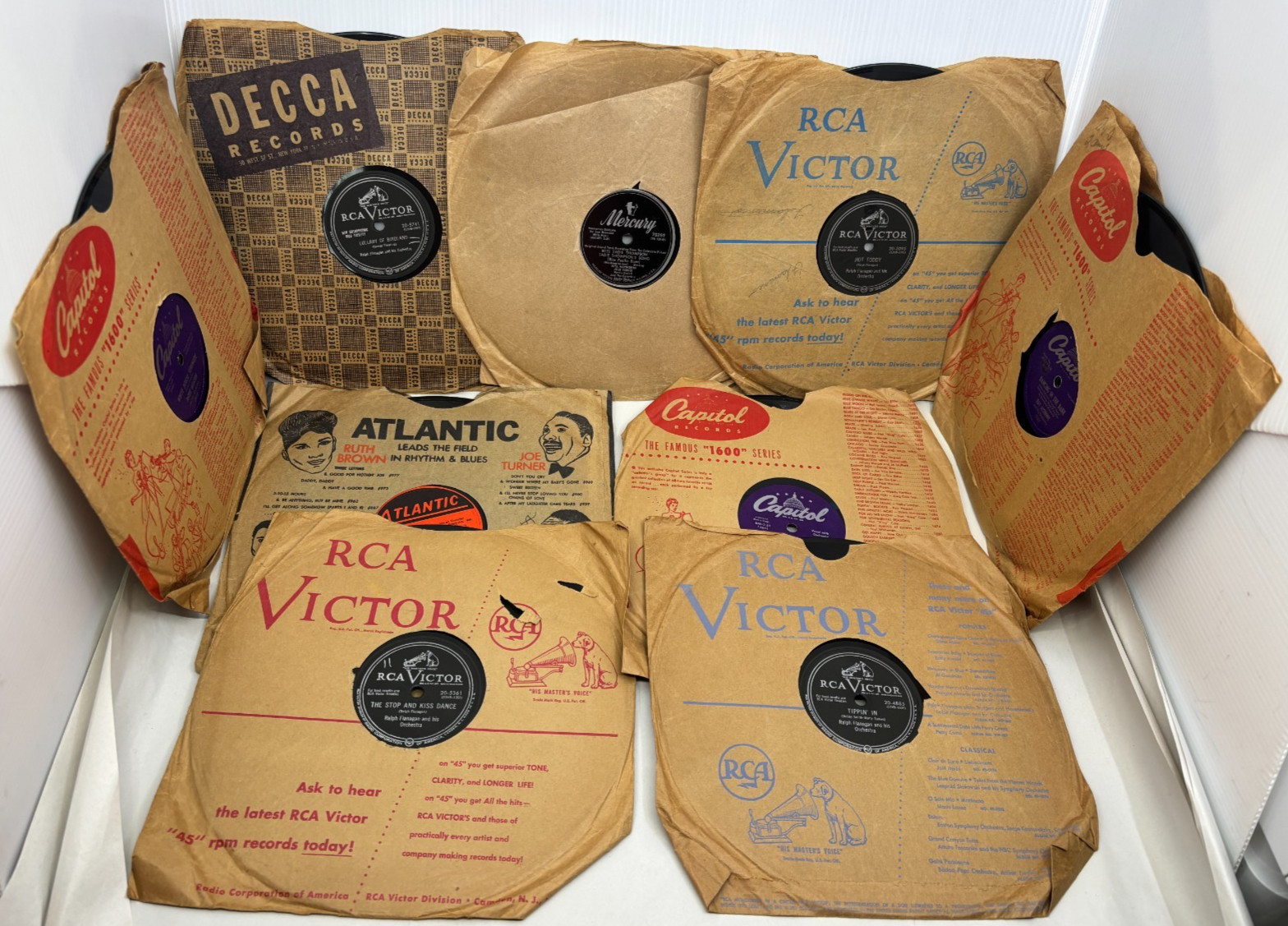 Lot Of 9 Records 10in Vintage 1950s Doo Wop Rhythm Blues Pop Jazz Stage Screen