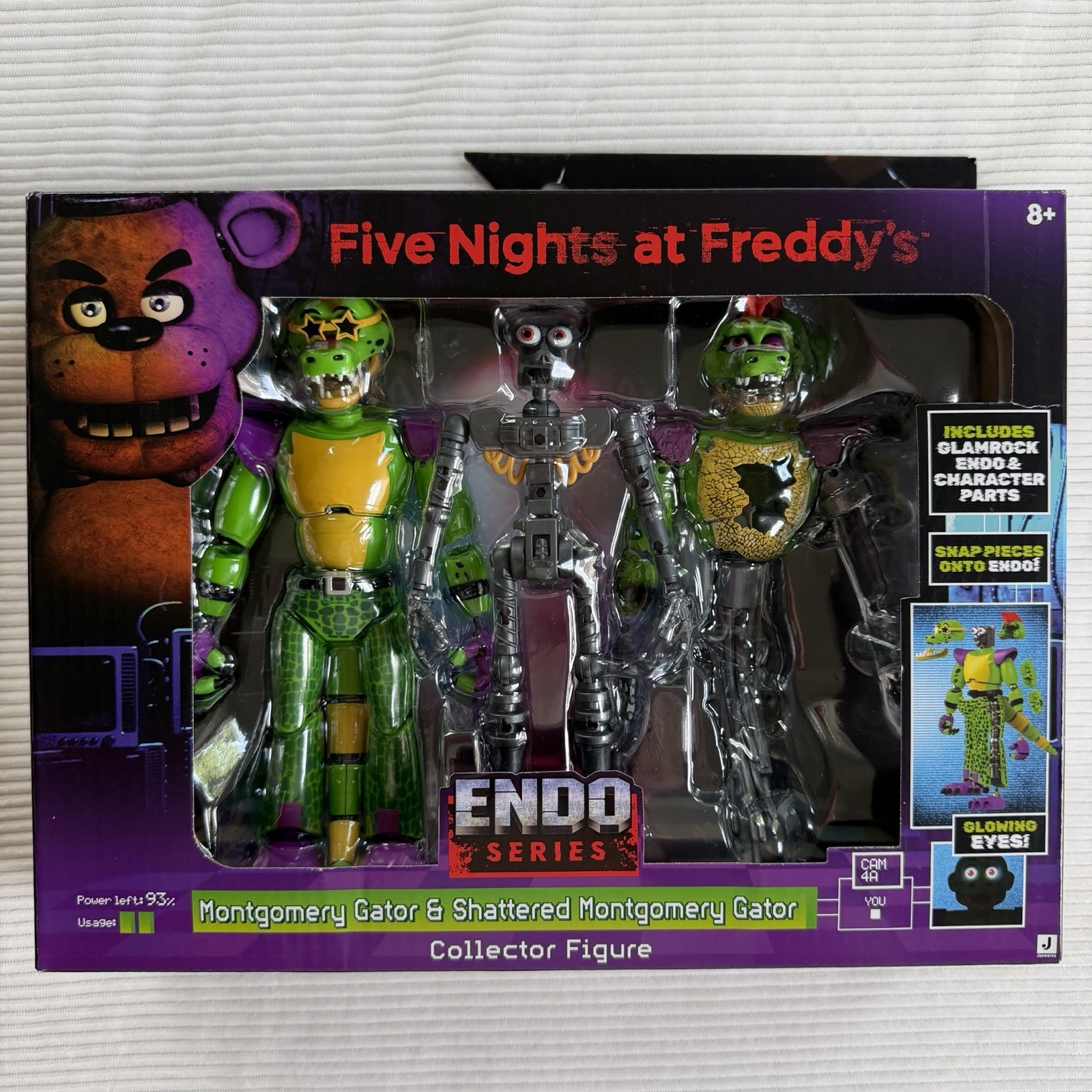 Jazwares FNAF Endo Series 3 Glamrock Montgomery Gator & Shattered Montgomery nuovo con scatola