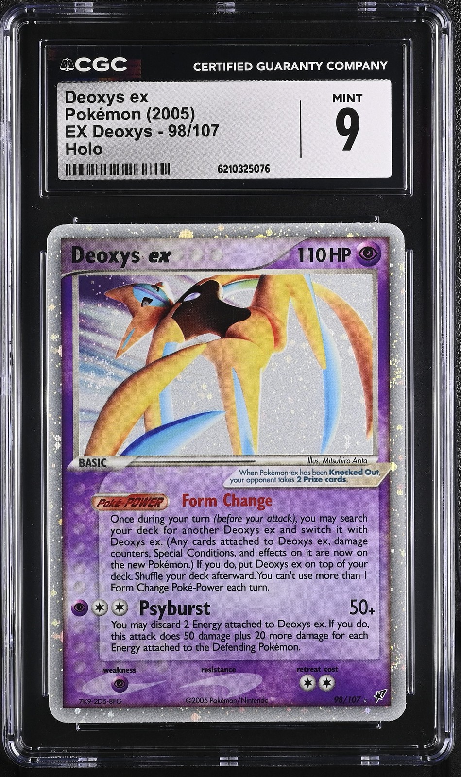 CGC 9 carte Pokemon Deoxys EX 98/107 EX Deoxys Holo Swirl come nuove