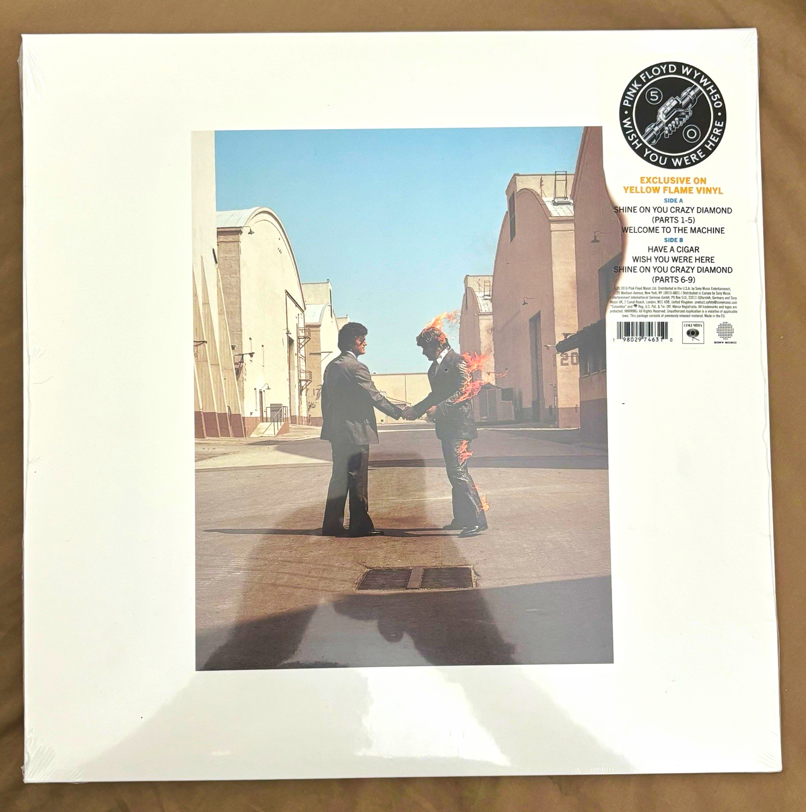 Pink Floyd Wish You Were Here Exclusive Yellow Vinyl LP 12" Columbia 2016
