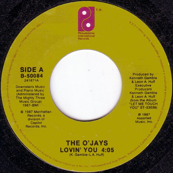 The O'Jays, Lovin' You, (7", Single, Styrene, All), VG+, 4435368108