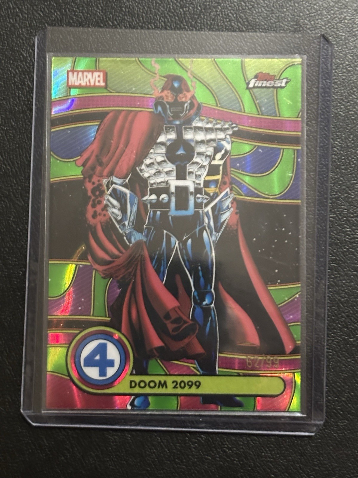 2026 Topps Finest Fantastic Four Doom 2099 Blacklight Lava Gold /50
