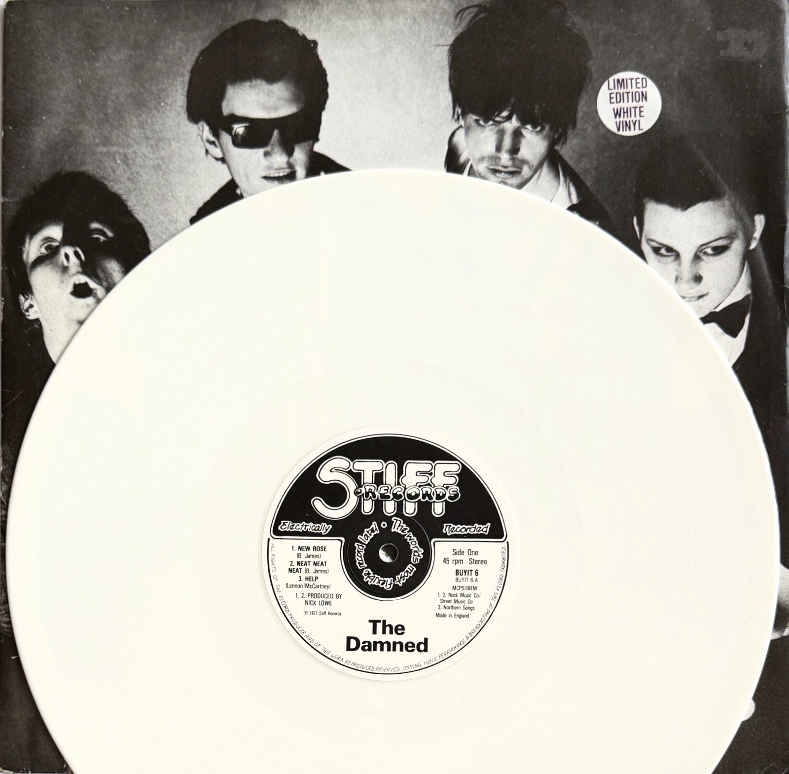 The Damned -New Rose- Very Rare 5 Track UK White Vinyl 12” EP (Vinyl Record)