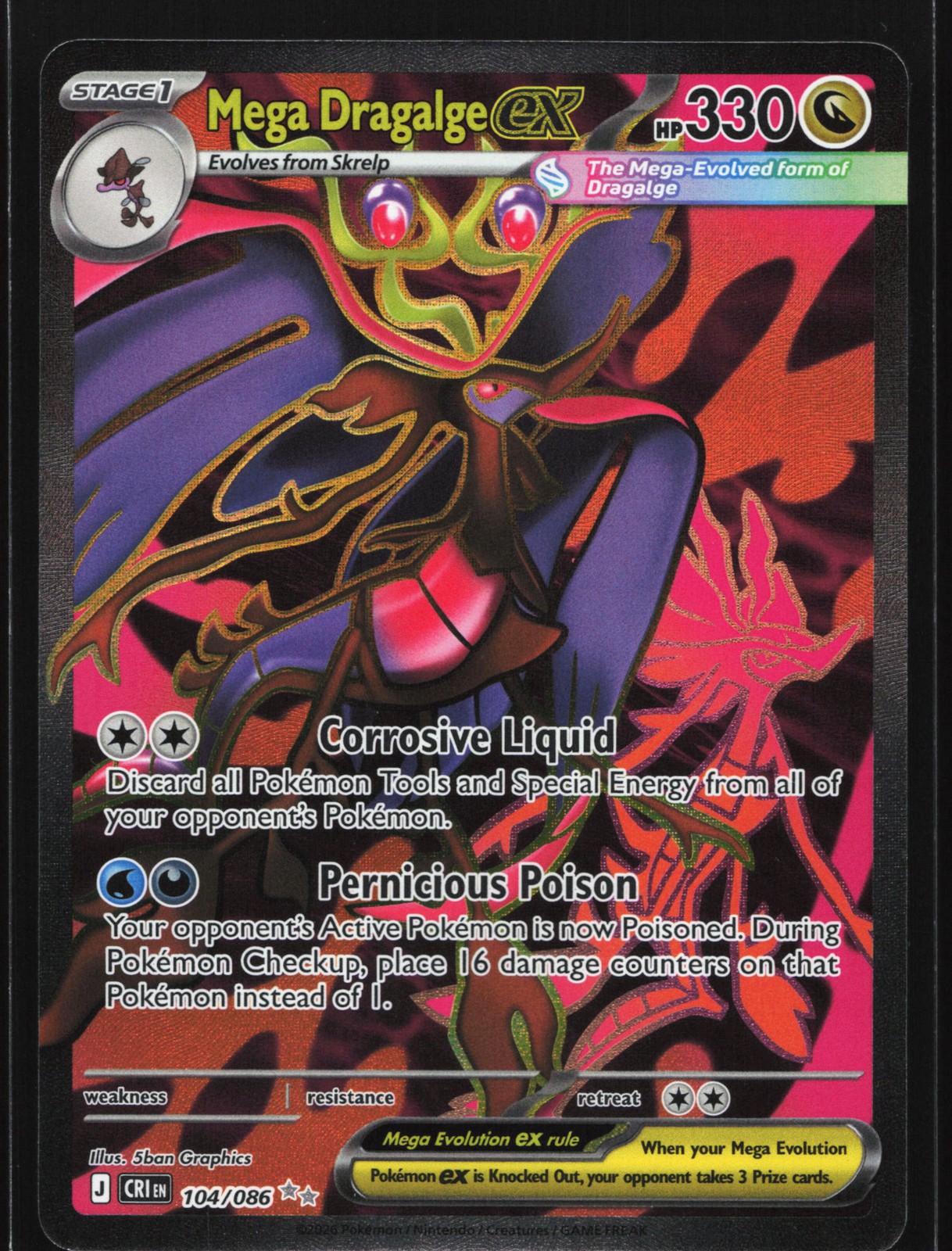 Mega Dragalge ex 104/086 ME04: Chaos Rising carta Pokemon ultra rara