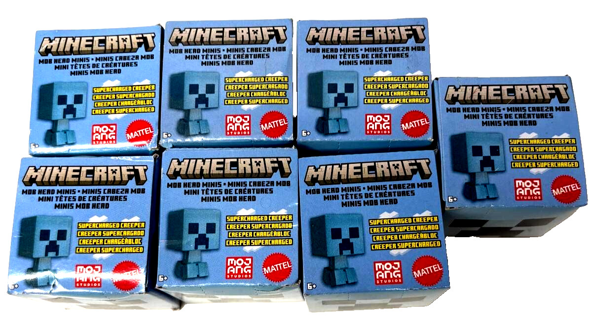 Mattel - Minifigure Minecraft Supercharged Creeper Mob Head - Set di 7