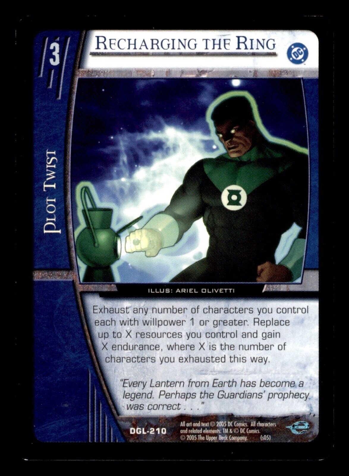 Ricarica l'anello DGL-210 Corpo Lanterna Verde VS System 2005 TCG CCG