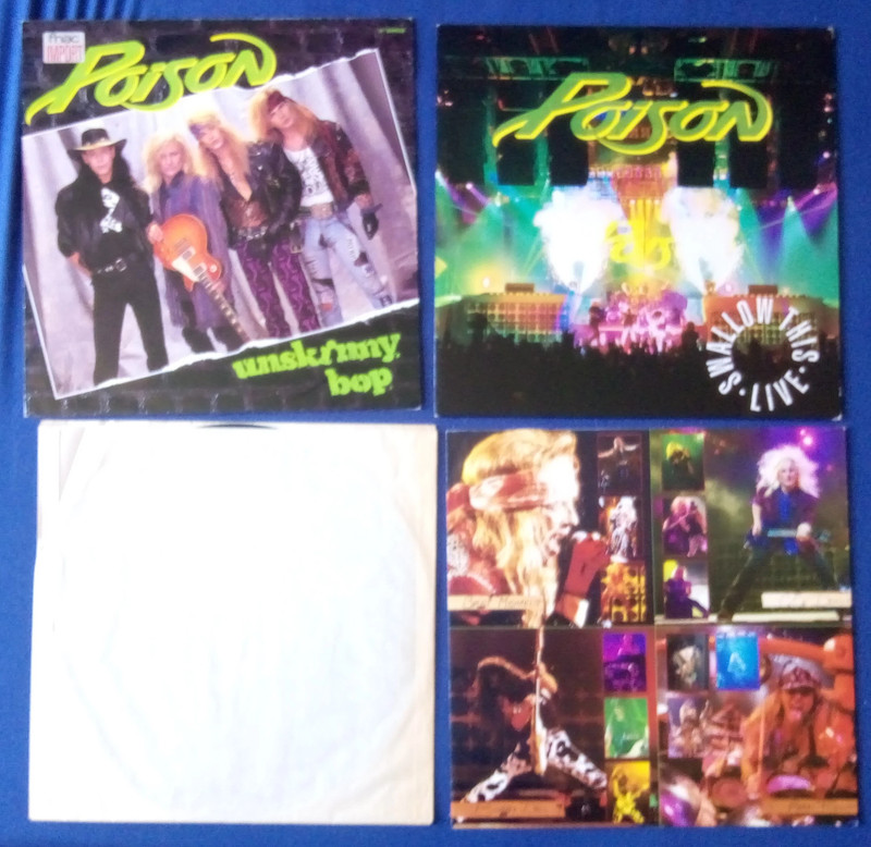 Poison - lot 2 disques Swallow This Live 33t + Unskinny Bop Maxi 45t