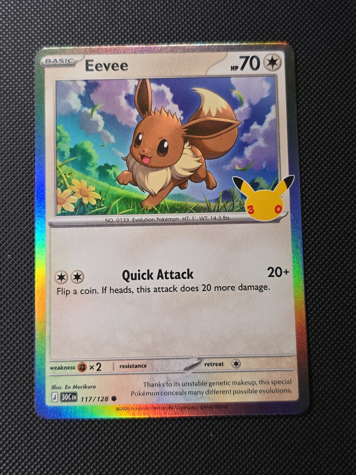 Pokemon TCG Eevee 117/128 30th Celebration Holo