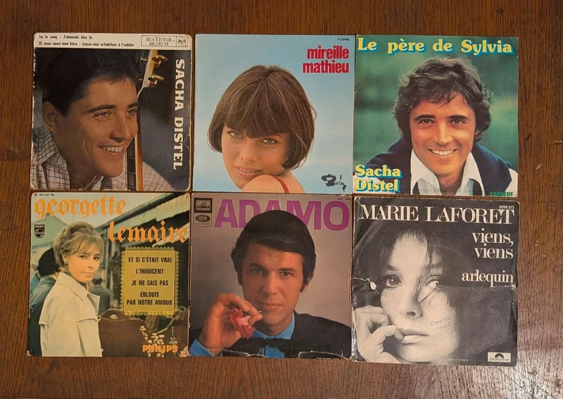 Lot 6 vinyles 45T chanson française