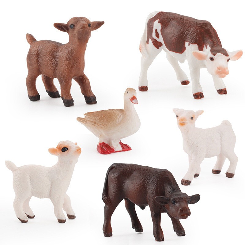 Giocattolo simulazione solida per bambini modello animale animali fattoria mucca/agnello/oca
