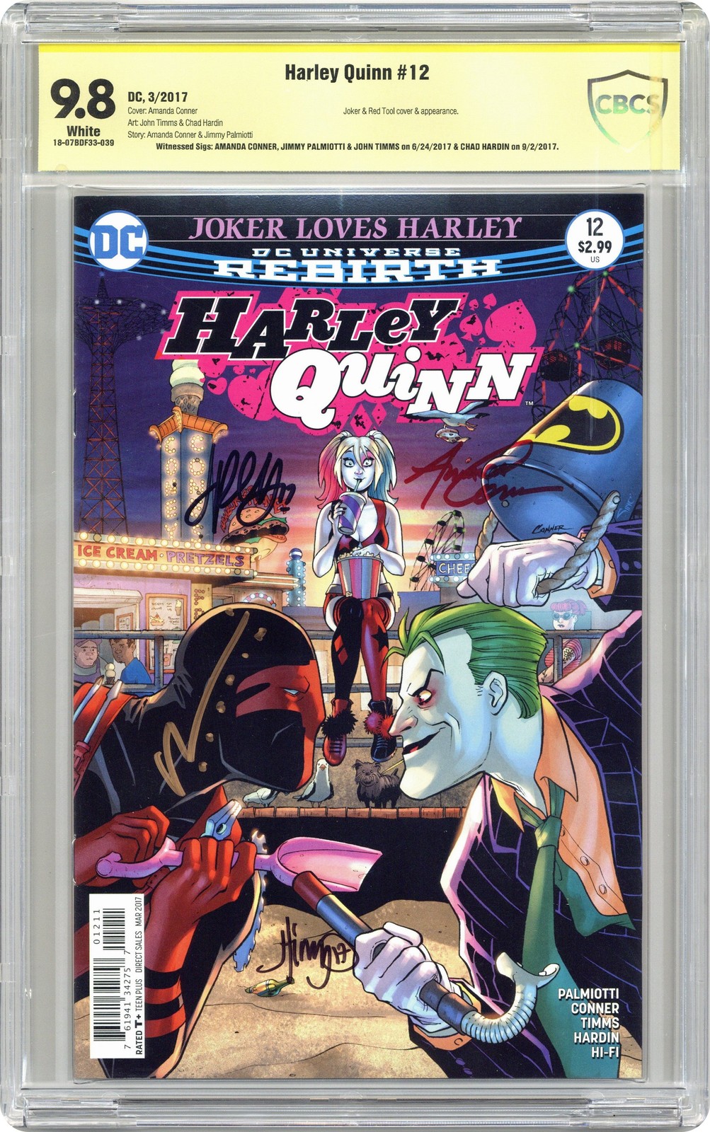 Harley Quinn #12A Conner CBCS 9.8 Witned Sig 2017
