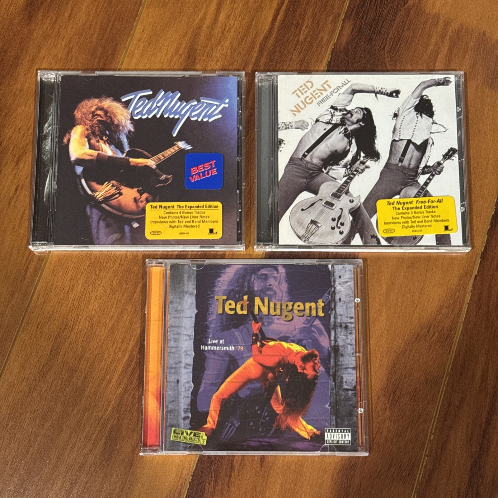 TED NUGENT + Free For All + Live At Hammersmith '79 3 CD LOT DEREK ST. HOLMES