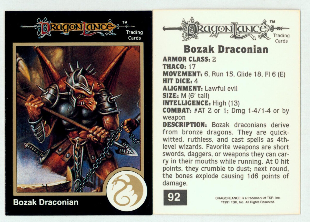 1991 TSR AD&D Gold Border Dungeons & Dragons RPG Fantasy Art Card 92 Dragonlance