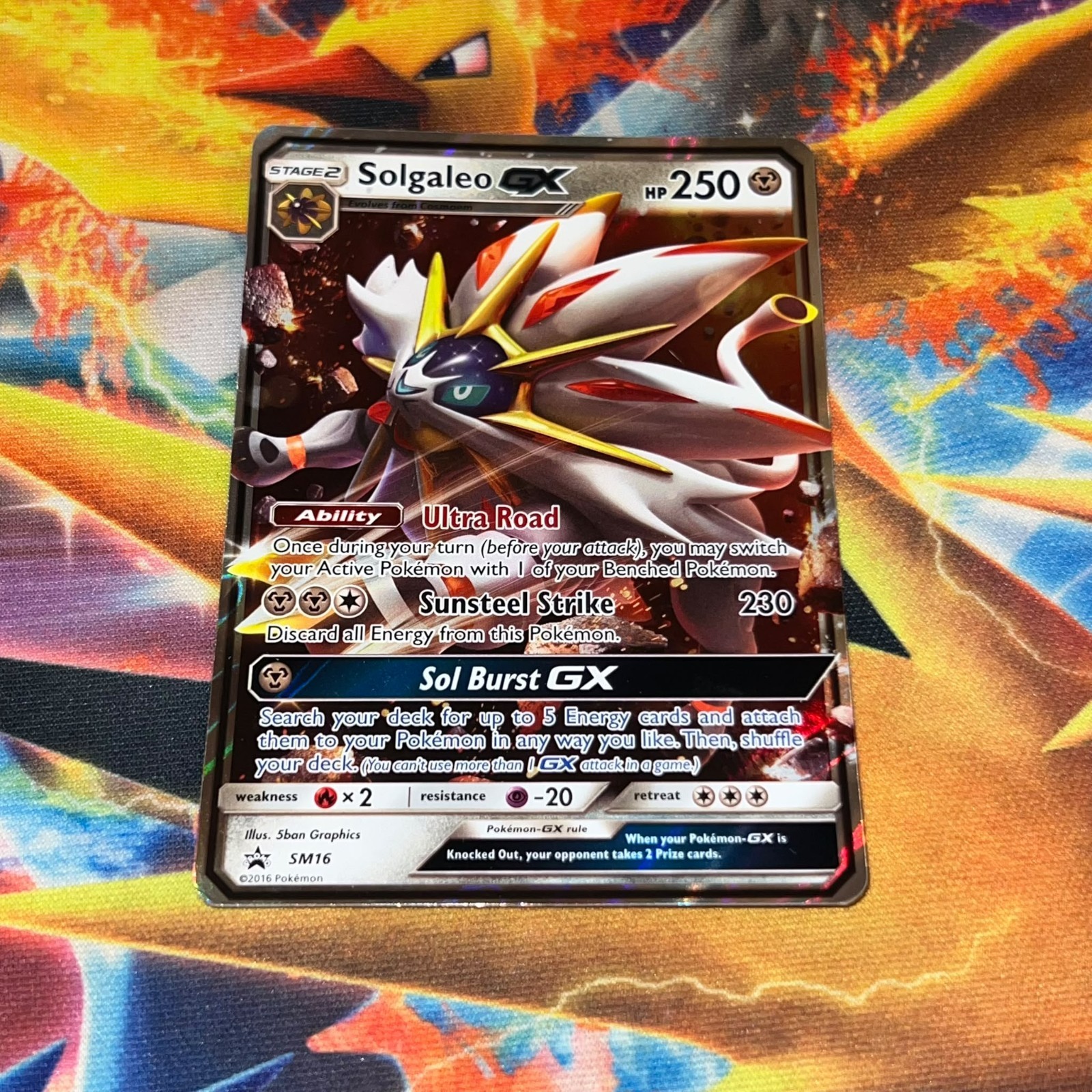 Solgaleo GX SM16 Half Art PROMO Moderate Play Pokemon Card