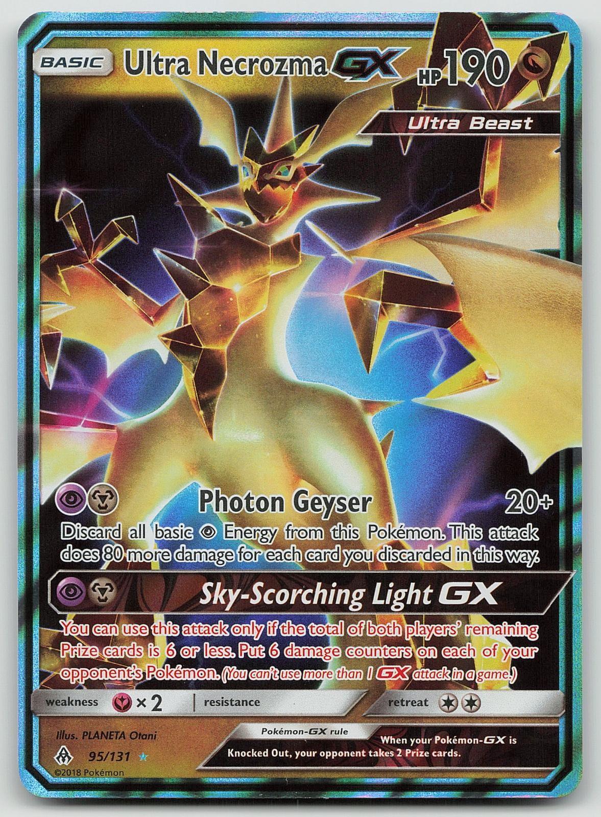 Pokemon Ultra Necrozma GX 95/131 Luce Proibita GX Raro Holo quasi nuovo