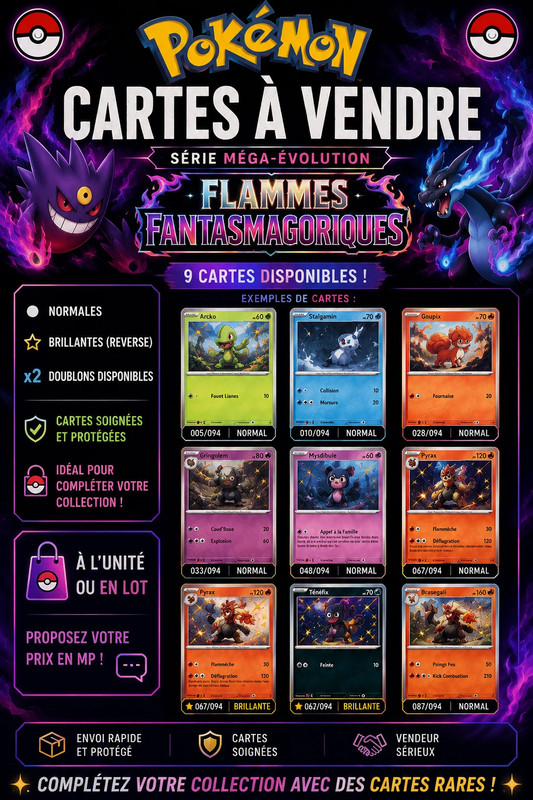 Carte pokémon en lot ou à l'unité (lire la description)