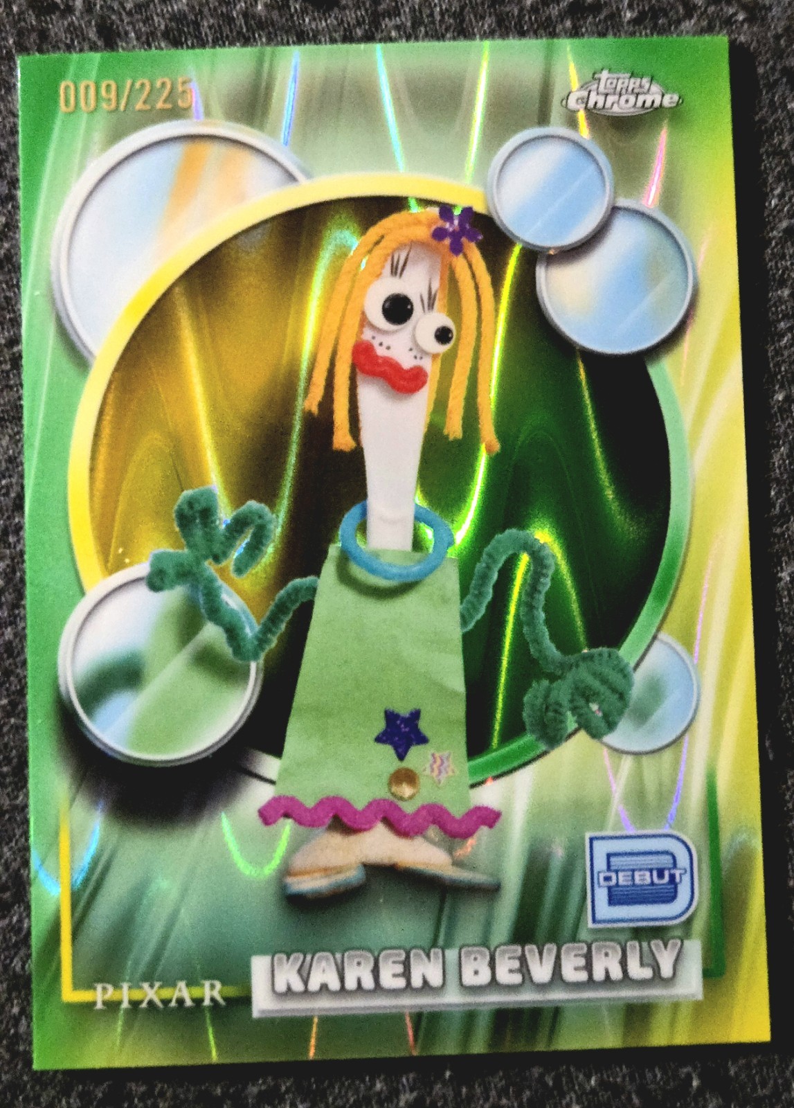  2026 Topps Chrome Disney/Pixar Debut Karen Beverly #193 card numbered  9/225