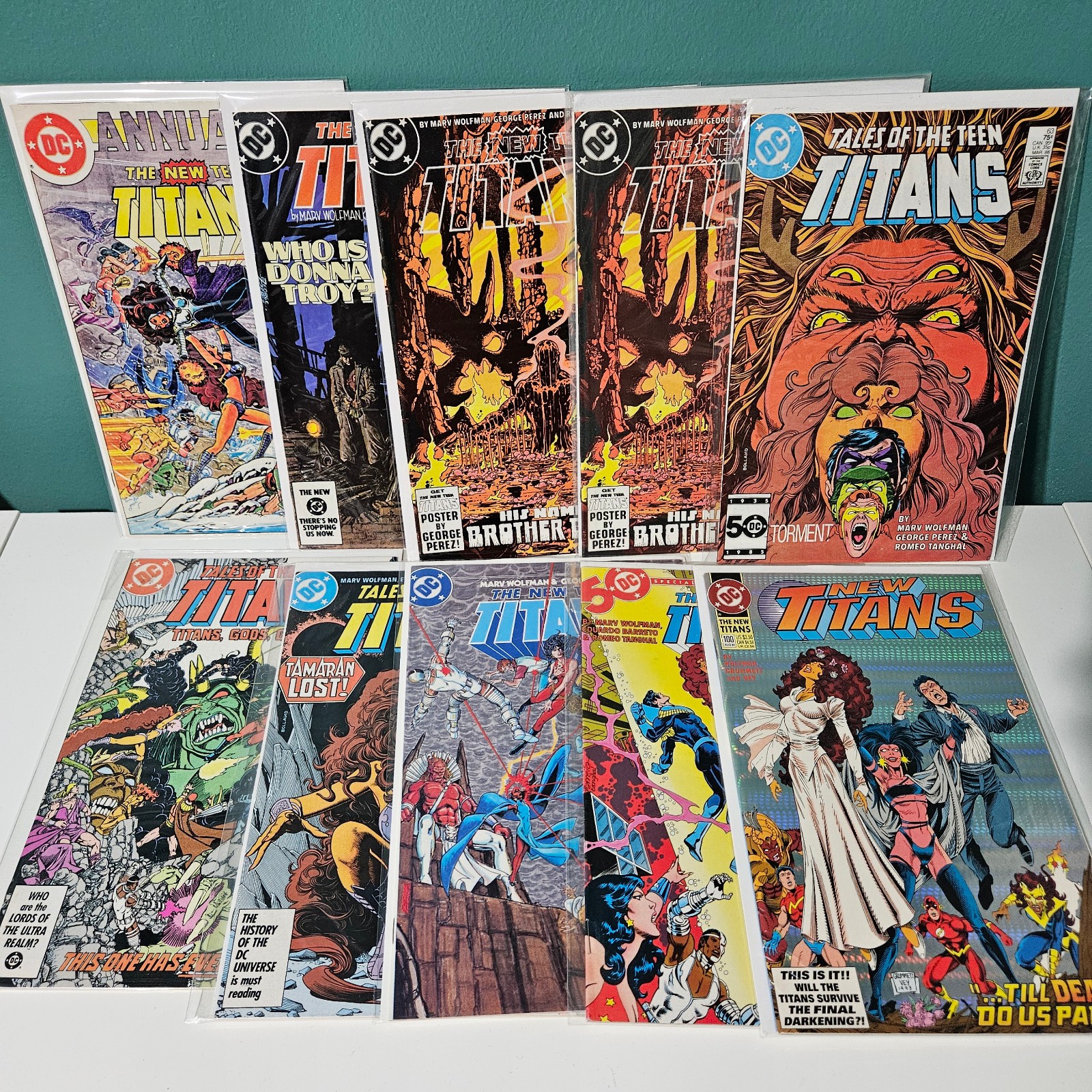 New Teen Titans Lot of 10 #38 40 63 67 77 3 14 100 Annual 1 Tales Teen Titans