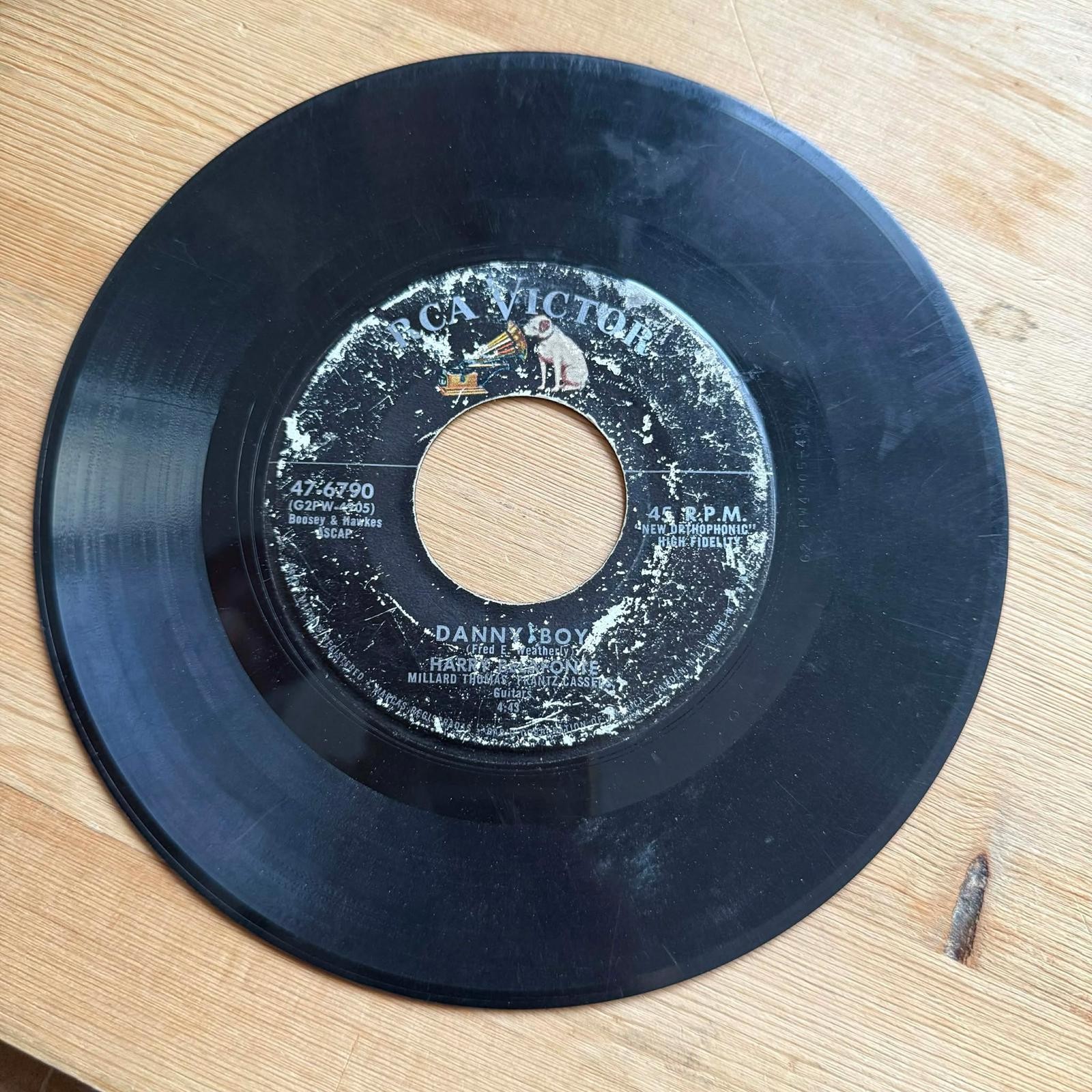 Harry Belafonte – Danny Boy/Take My Mother Home 45rpm Vinyl Record VG+ R36