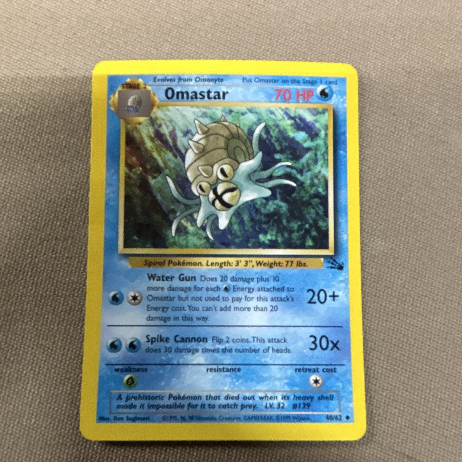 Wizards of the Coast Omastar 40/62 Fossil Uncommon Regular EN 1999 70HP