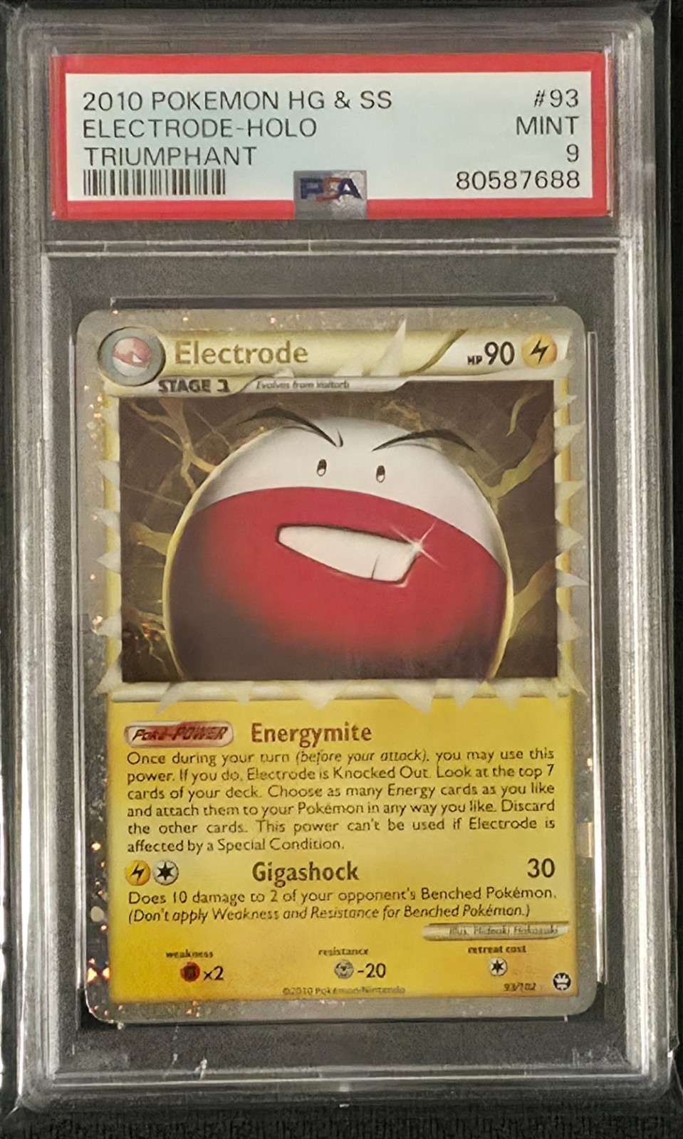 2010 POKEMON TRIUMPHANT ELECTRODE PRIME #93 ULTRA RARO PSA 9 COME NUOVO