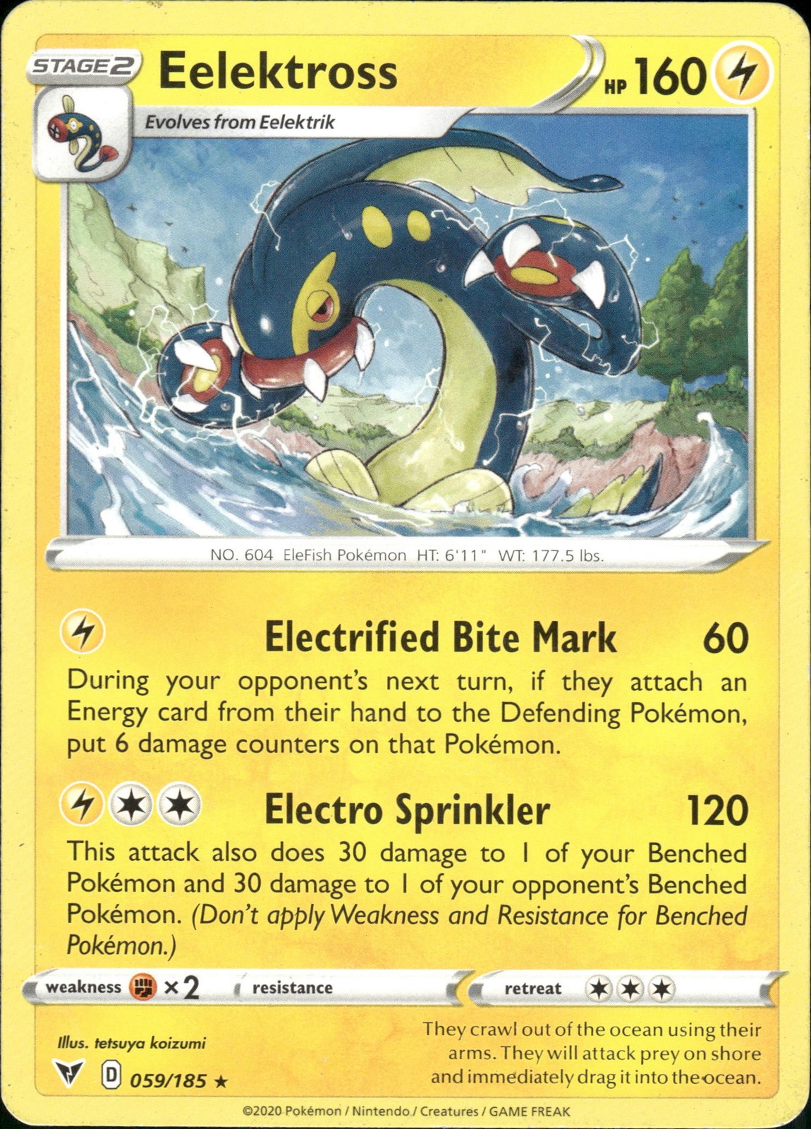 Pokémon Raro Eelektross Vivid Voltage 059/185 — Inglese Giocato Moderatamente