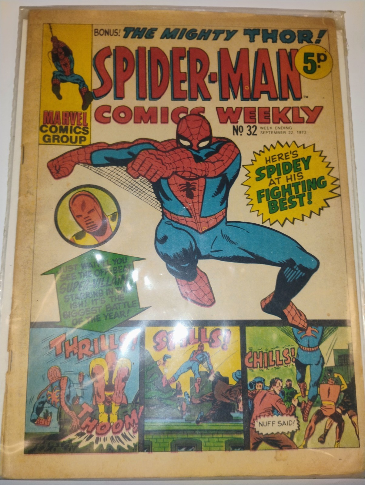 Spider-Man Comics Weekly #32 (1973) Marvel UK Jack Kirby Thor, Steve Ditko