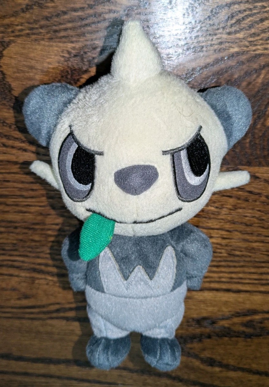 Pokemon Pancham Panda Bear Plush Stuffed Animal Toy 9"  Tomy Nintendo Leaf Cute