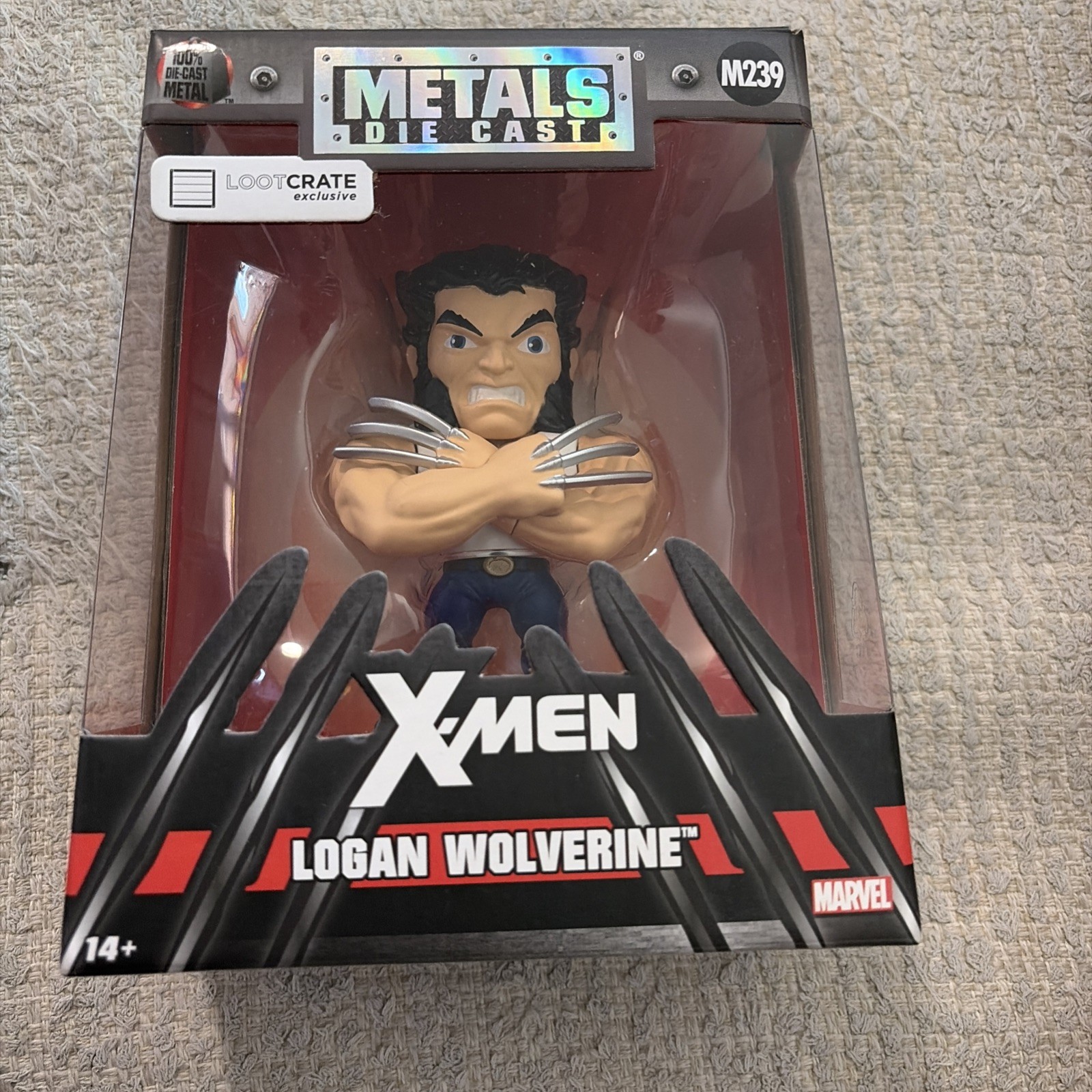 Modellino esclusivo Jada Die-Cast Metal Logan Wolverine M239 Loot Crate nuovo