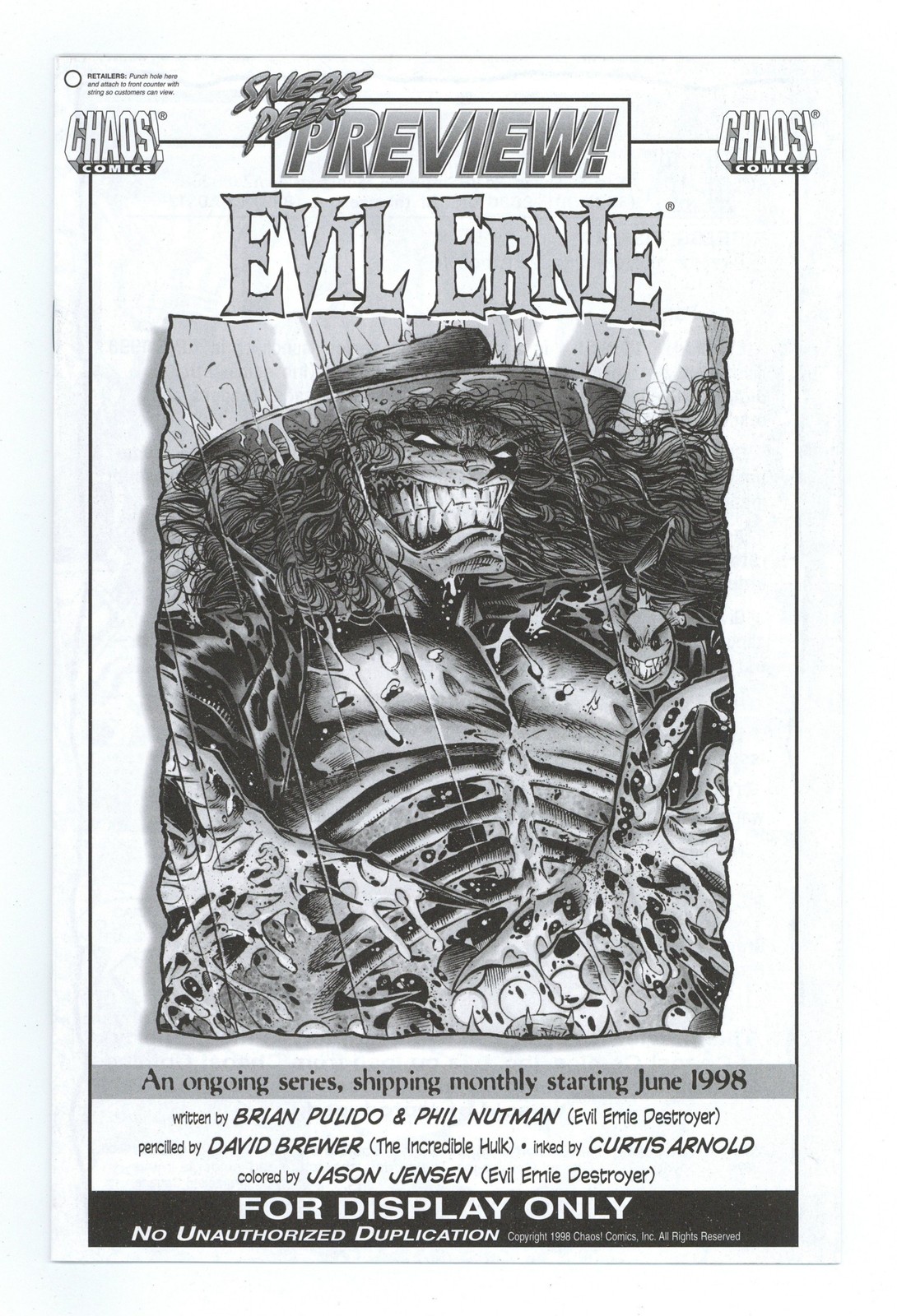 Evil Ernie Retailer Preview #0 quasi nuovo - 9.2 1998