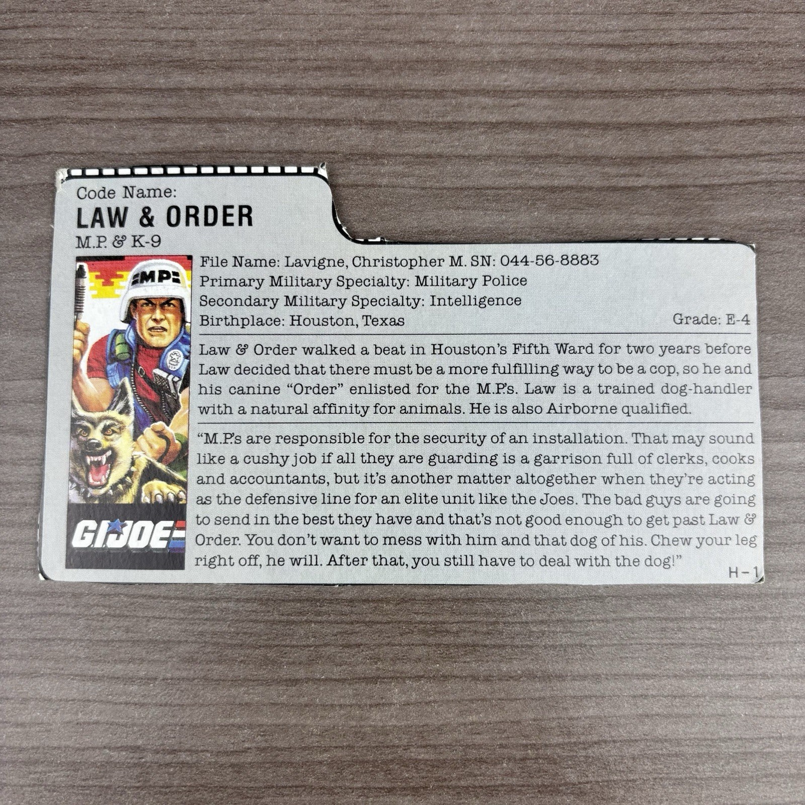 GI Joe Law & Order M.P & K-9 solo scheda tecnica