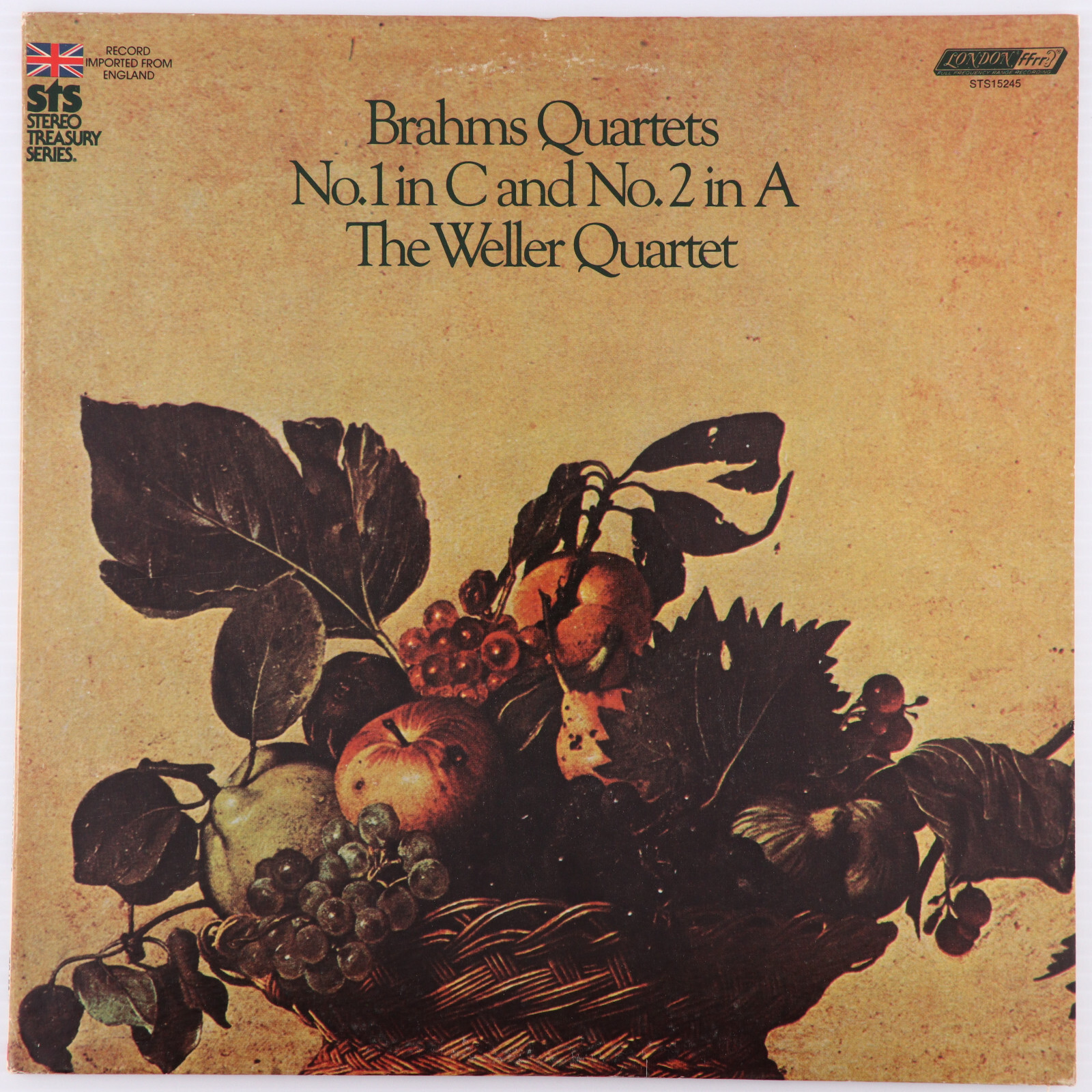 Brahms, The Weller Quartet – Quartets No.1 In C And No. 2 In A LP 1976 STS 15245