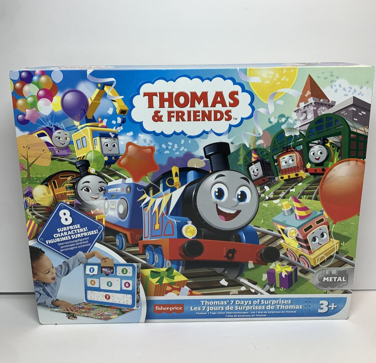 Motore Thomas the Tank 7 giorni sorprese 10pz pressofuso compleanno Natale conto alla rovescia NUOVO