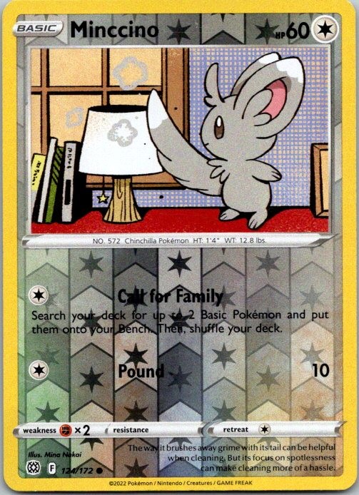 Minccino 124/172 Common Brilliant Stars Pokemon Reverse Holo Near Mint