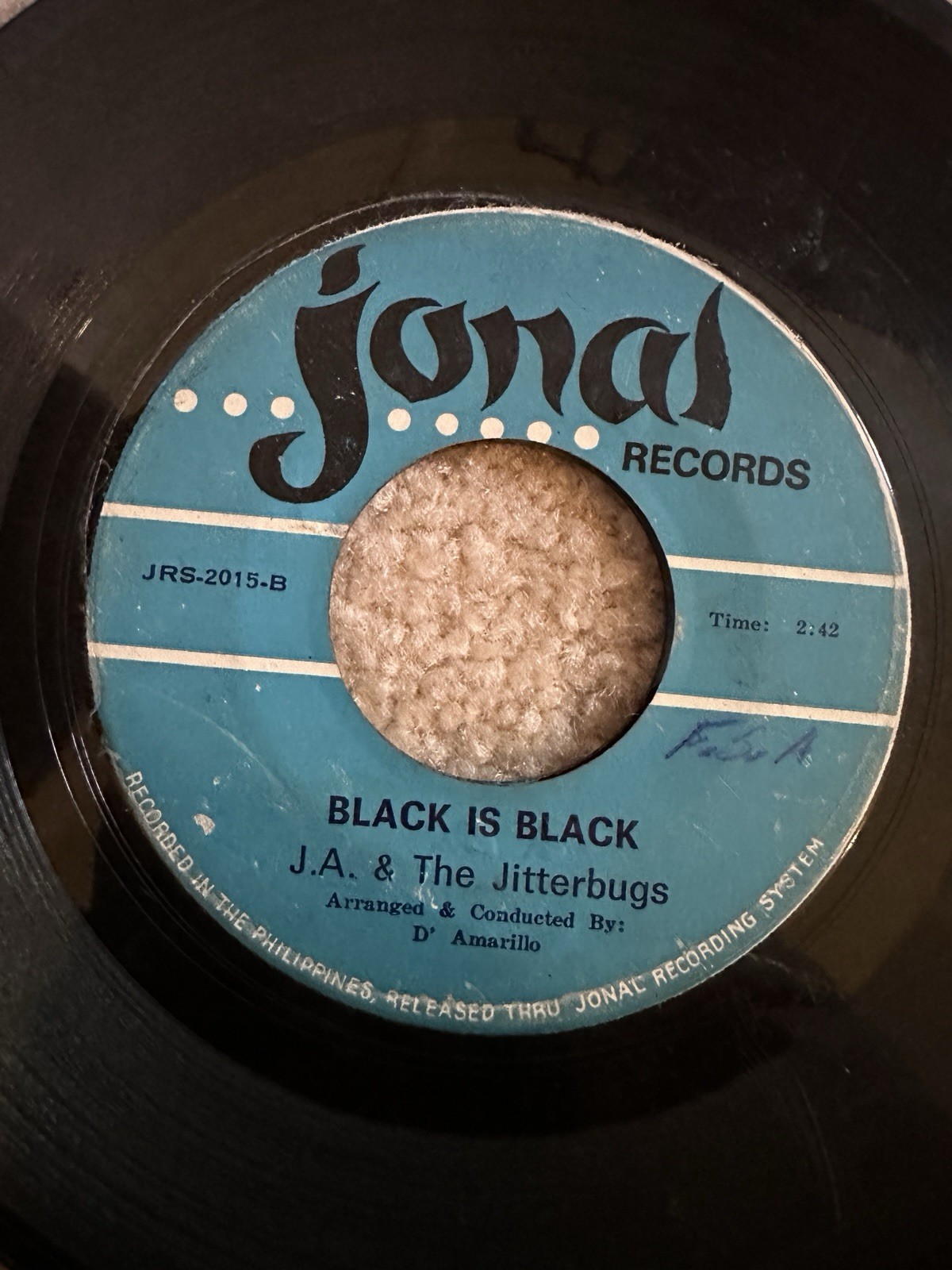 J.A. & The Jitterbugs 45 rpm Philippines 7" Black Is Black