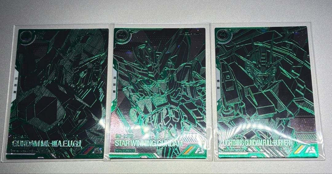 Gundam Arsenal Base VE raro set di 3 carte da collezione 13+