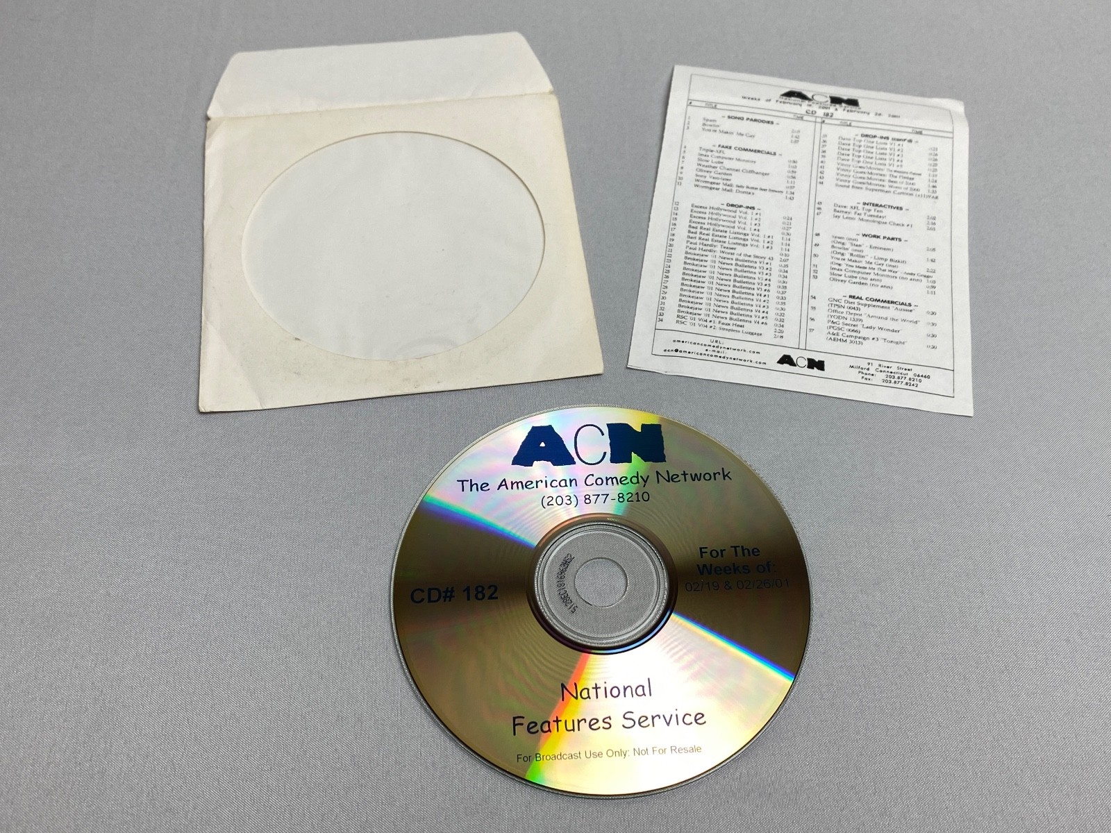 American Comedy Network - Nat'l Ft. Service - CD 182 - Feb 19 & 26, 2001 Weeks