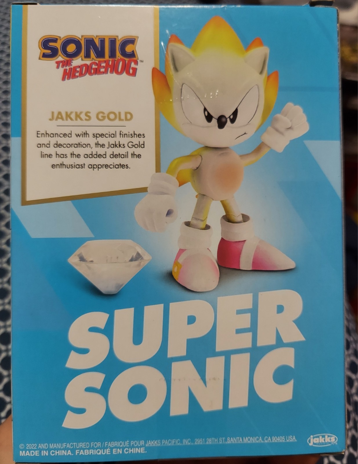 Jakks Gold Super Sonic Figure con Chaos Emerald 2022 SDCC esclusivo jakks pacific