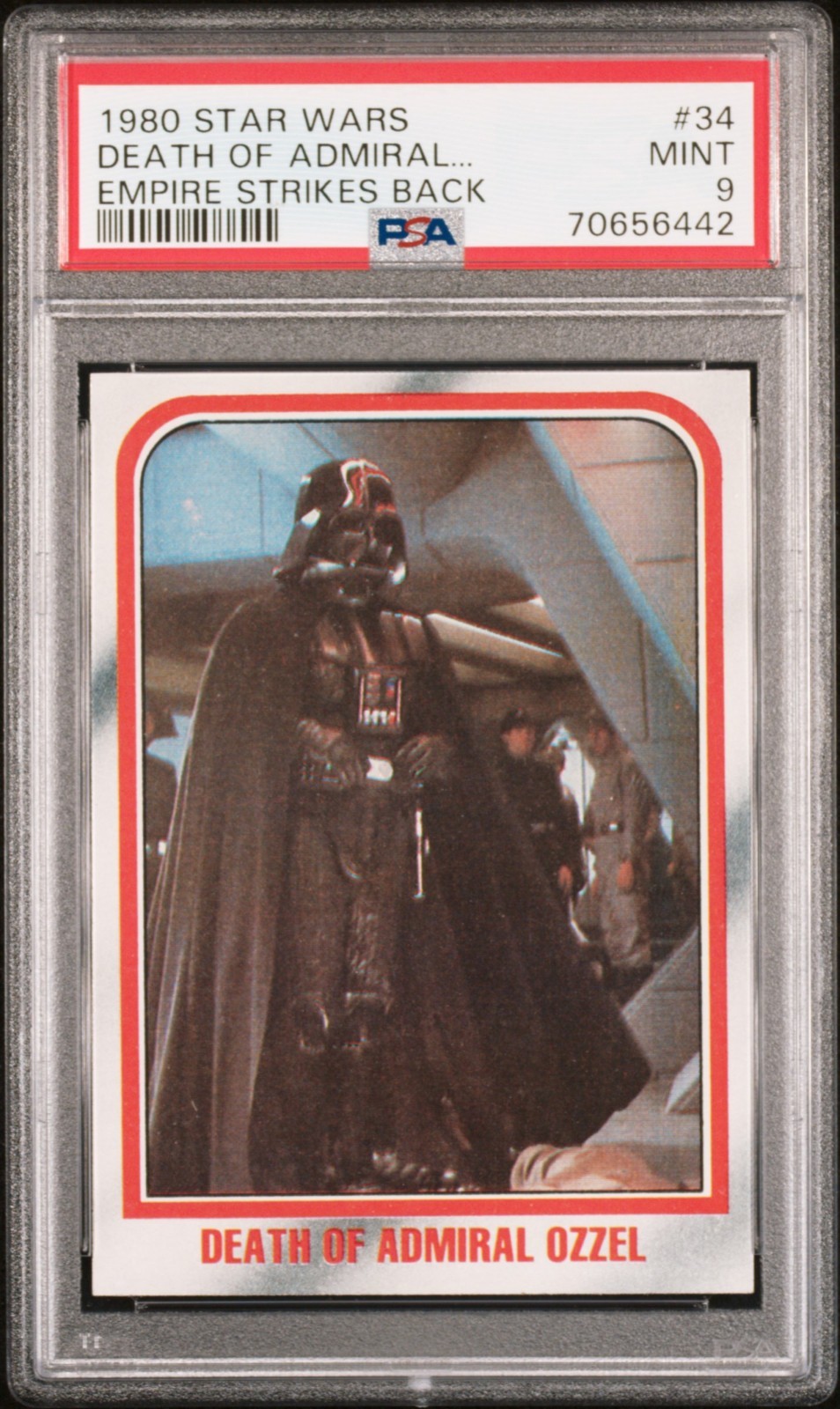 1980 Topps Star Wars ESB #34 Morte dell'ammiraglio Ozzel Darth Vader PSA 9 OTTIME CONDIZIONI
