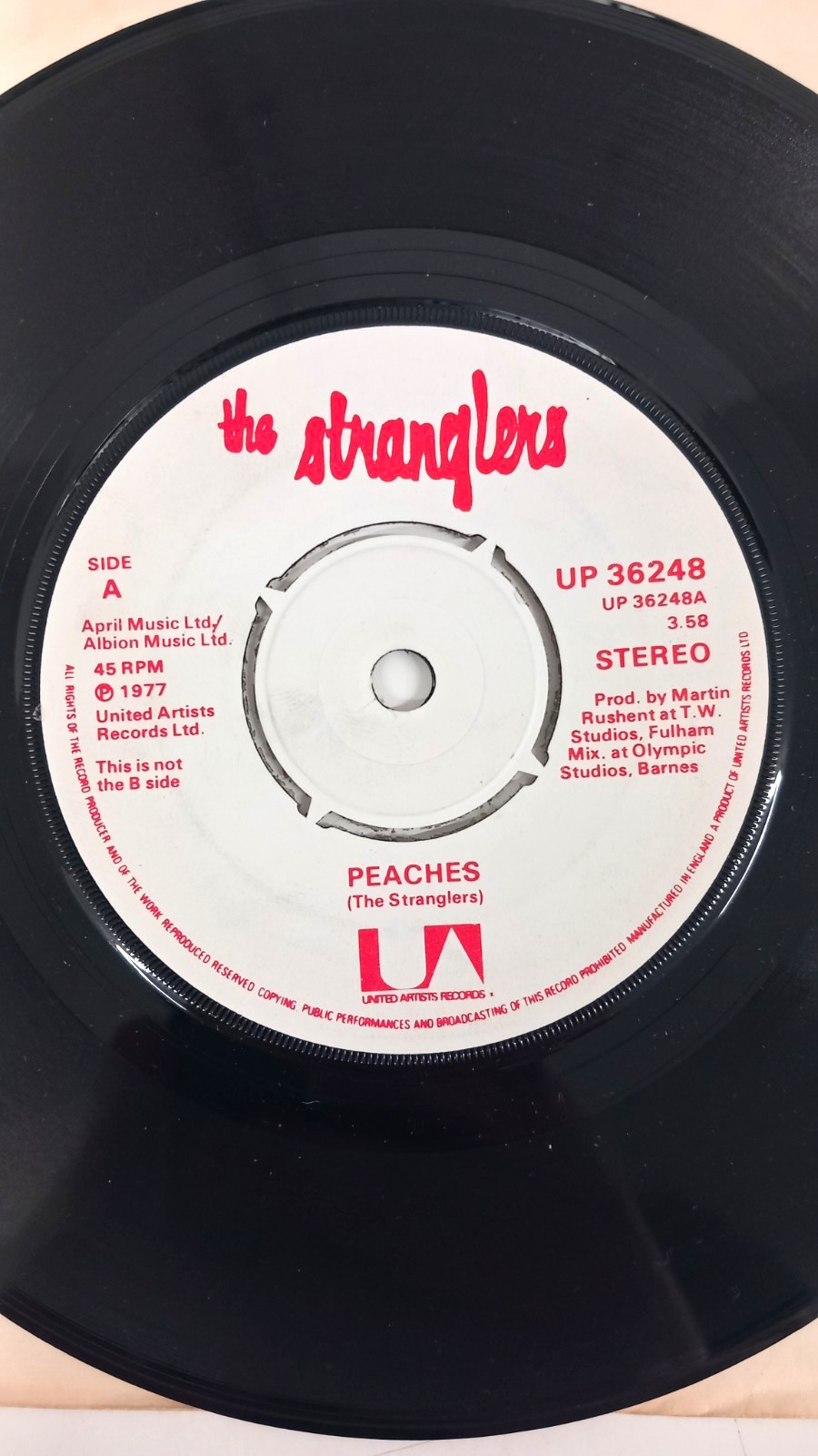 The Stranglers Peaches Go Buddy Go 7" Vinyl 1977 UK UP 36248 United Artists