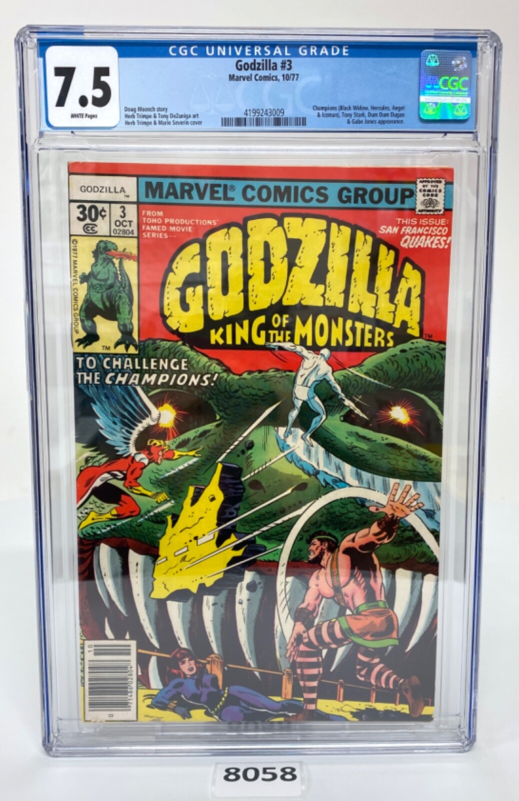 Godzilla King of The Monsters #3 Marvel 1977 Champion Appearance CGC 7.5