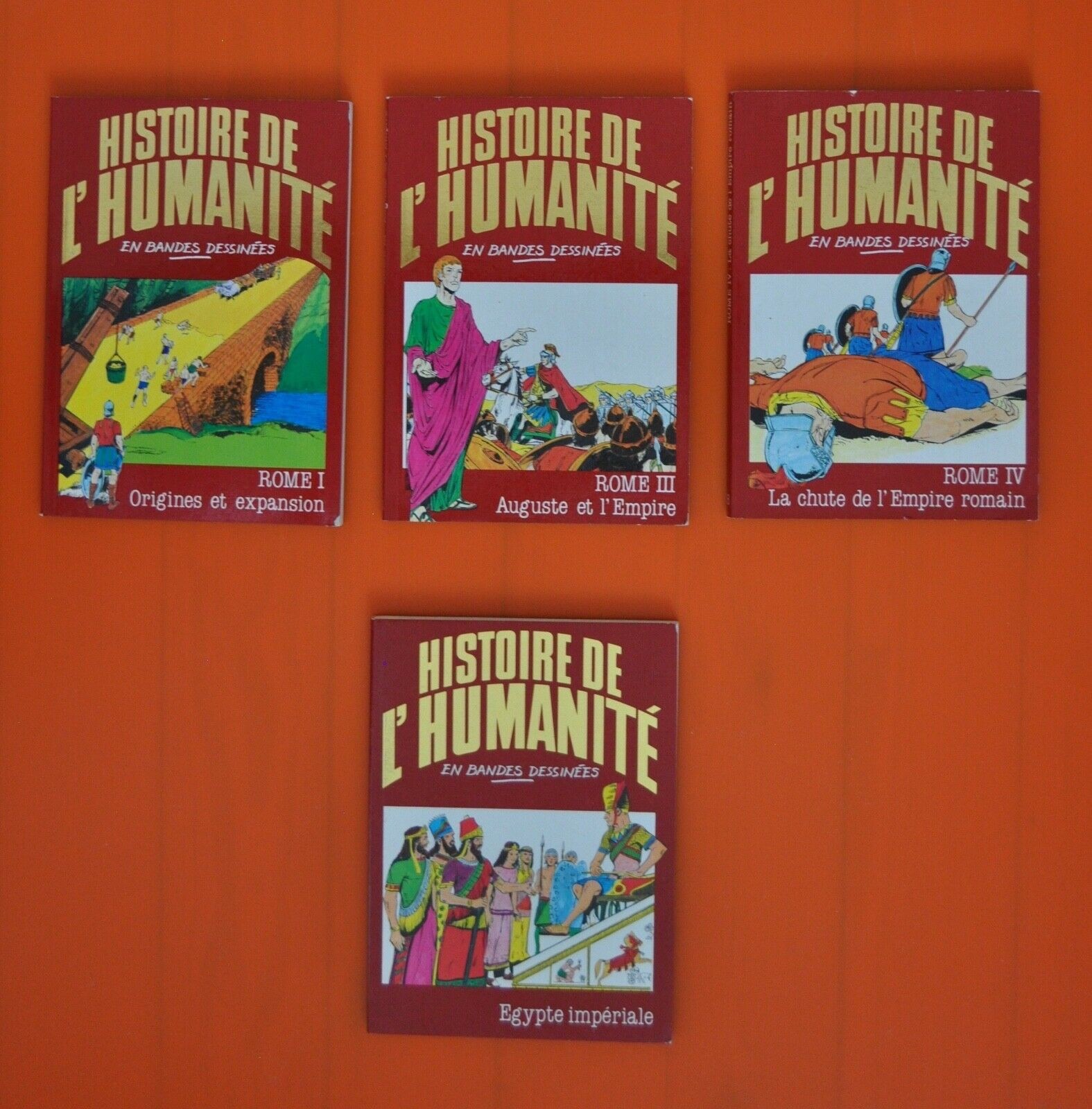 4 livres "Histoire de l'humanité en BD" Rome, Egypte Jeunesse Apprentissage TBE