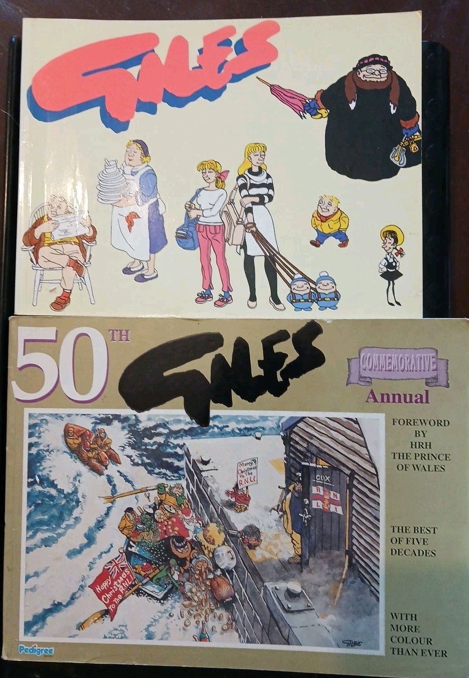 Two Giles Cartoonist Annuals  1990/ 1996  50th Anniversary Edition