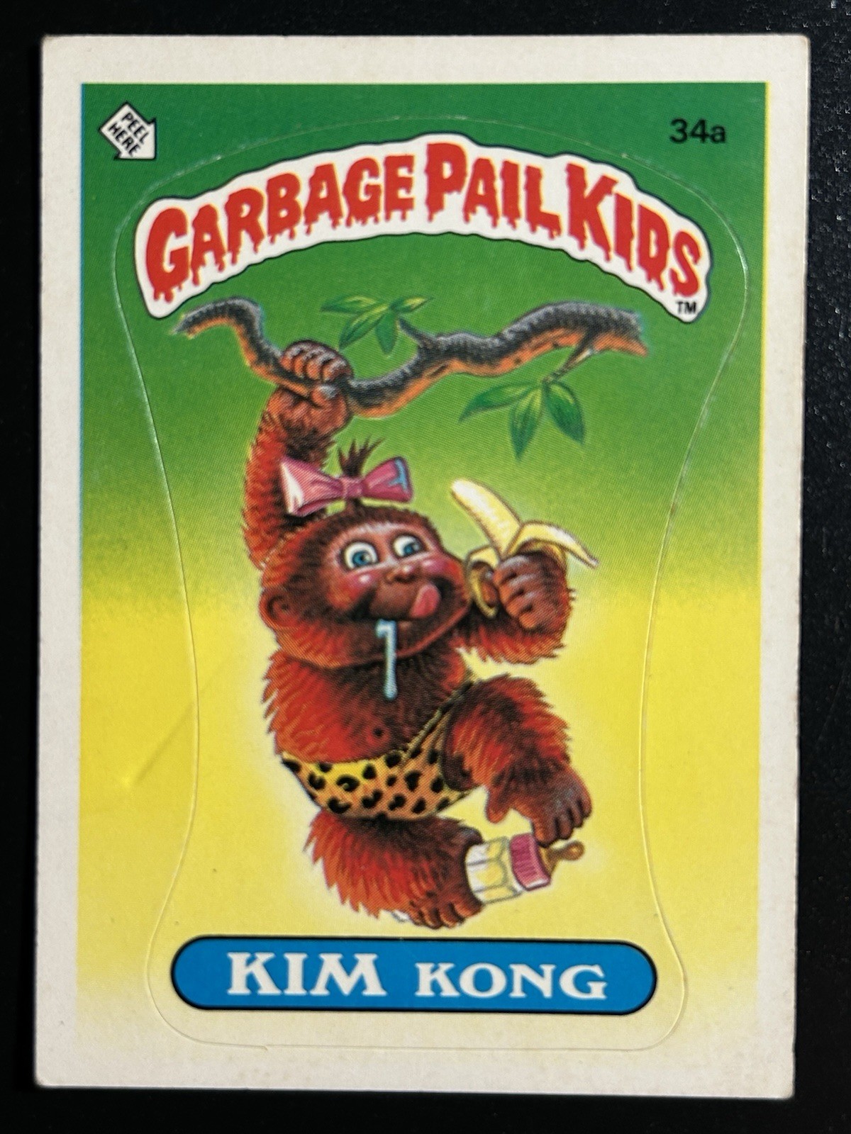 Topps Garbage Pail Kids 1985 GPK prima serie 1 OS1 34a Kim Kong retro lucido
