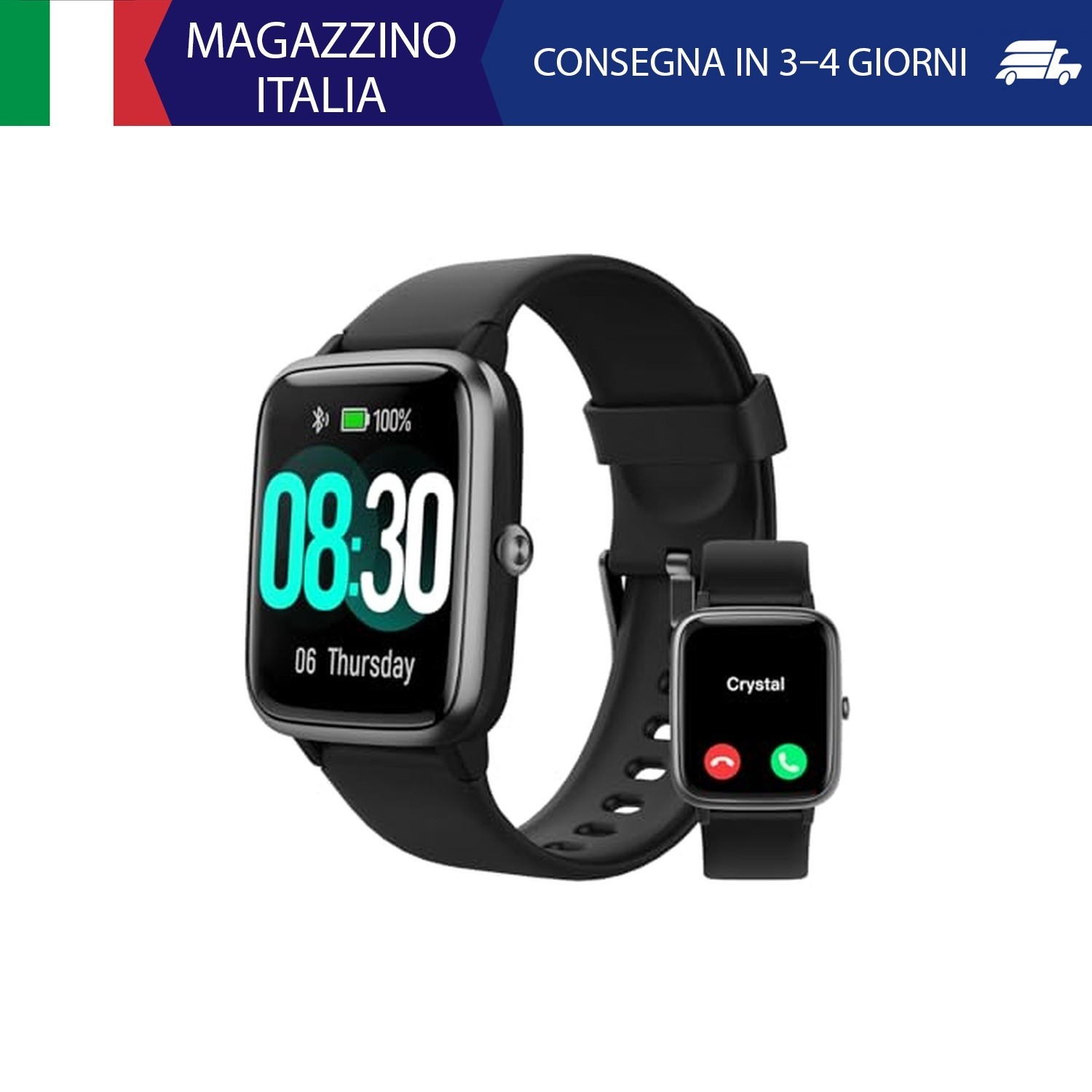 GRV Smartwatch Uomo Donna Chiamate Bluetooth Orologio Contapassi Orologio Fitnes