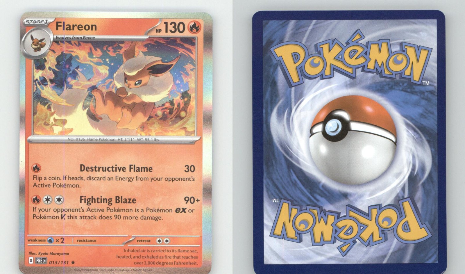Flareon 013/131 Holo Raro Pokemon Evoluzioni Prismatiche Near Mint