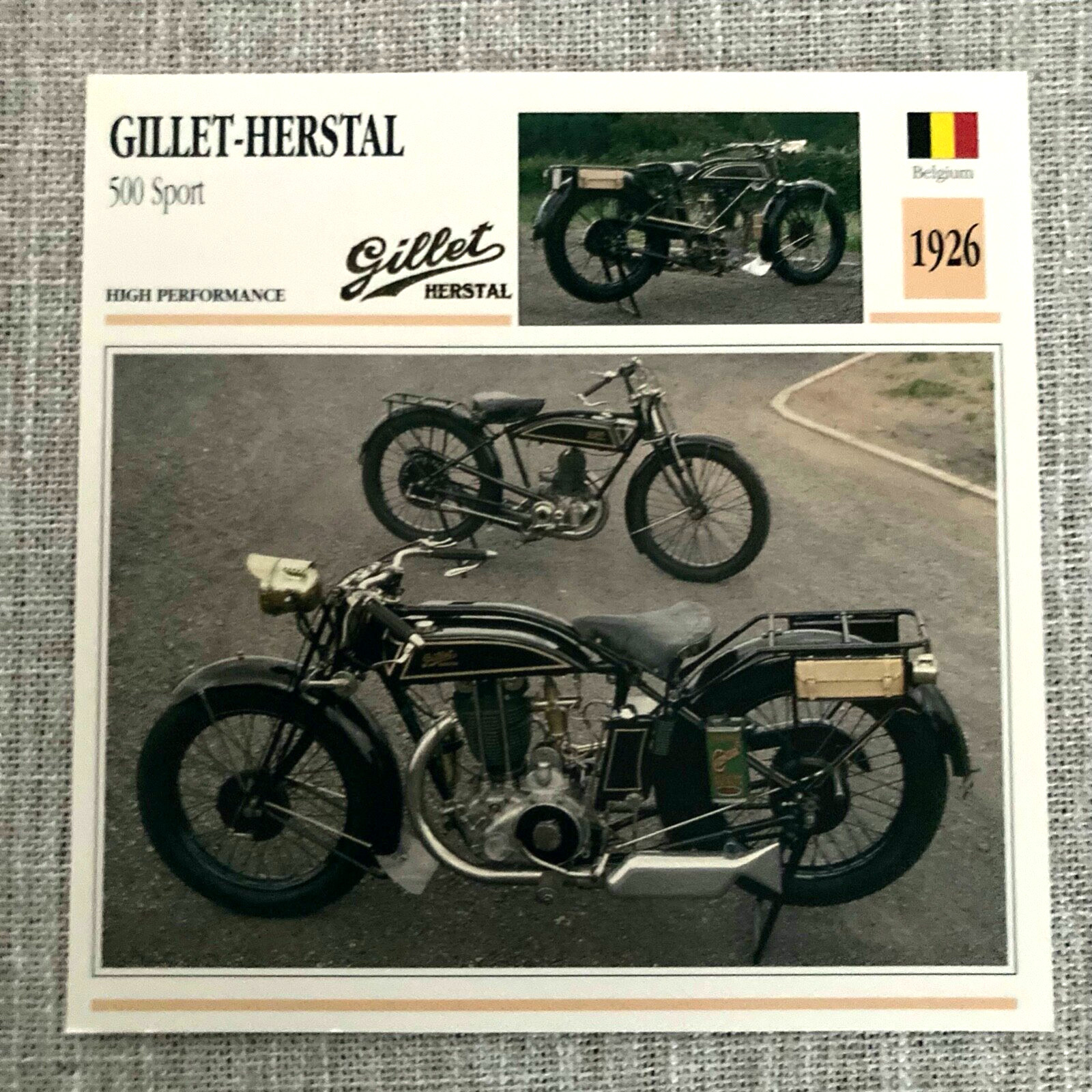 Gillet Herstal 500 Sport 1926 Belgium Edito Service Atlas Motorcycle Card